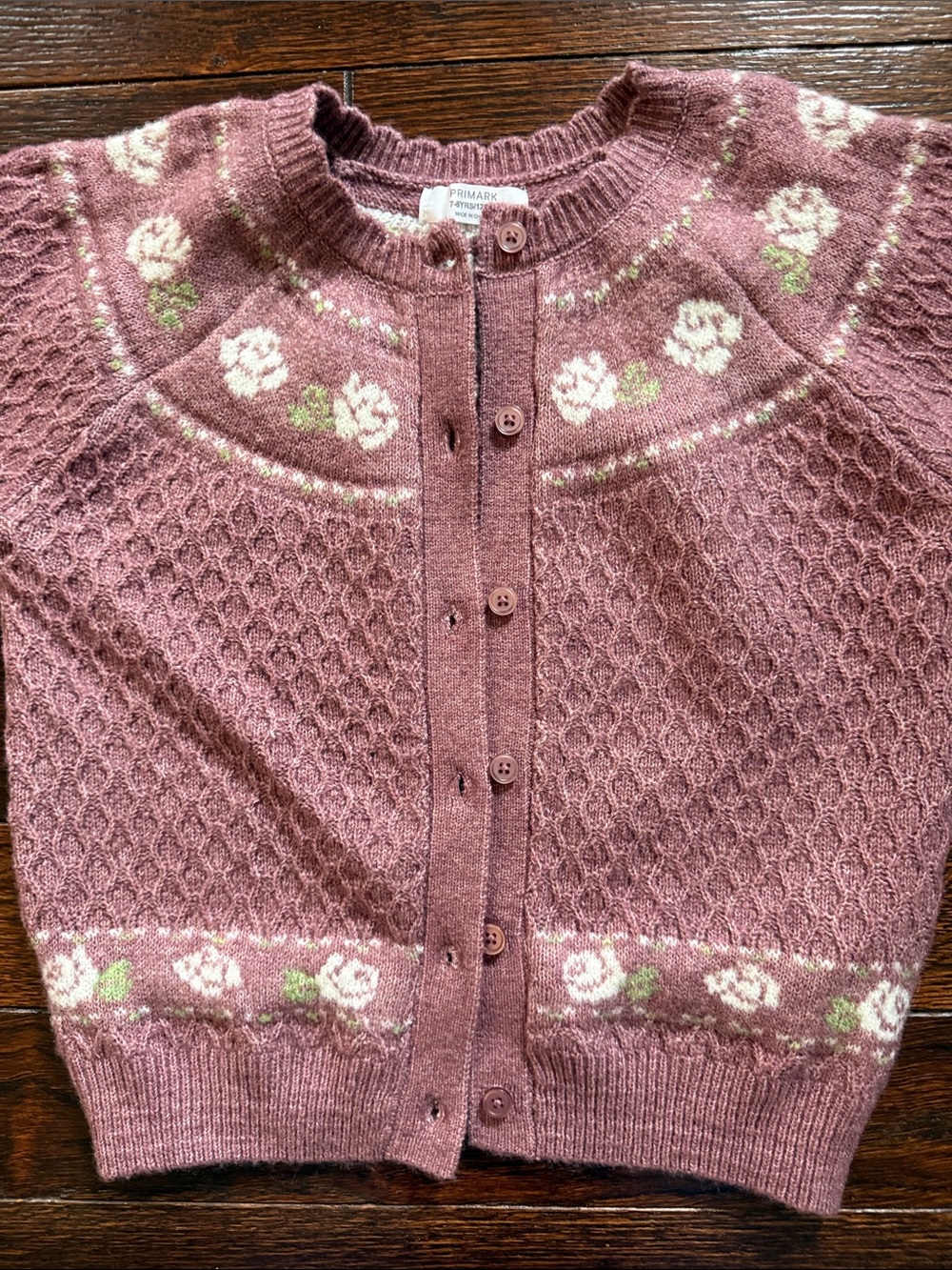 Primark Girls Dusty Rose Floral Button-Up Cardigan